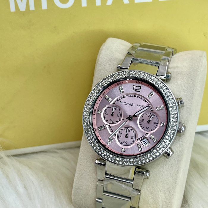 Michael Kors Parker Chronograph Pink Dial Ladies Watch – MK6105