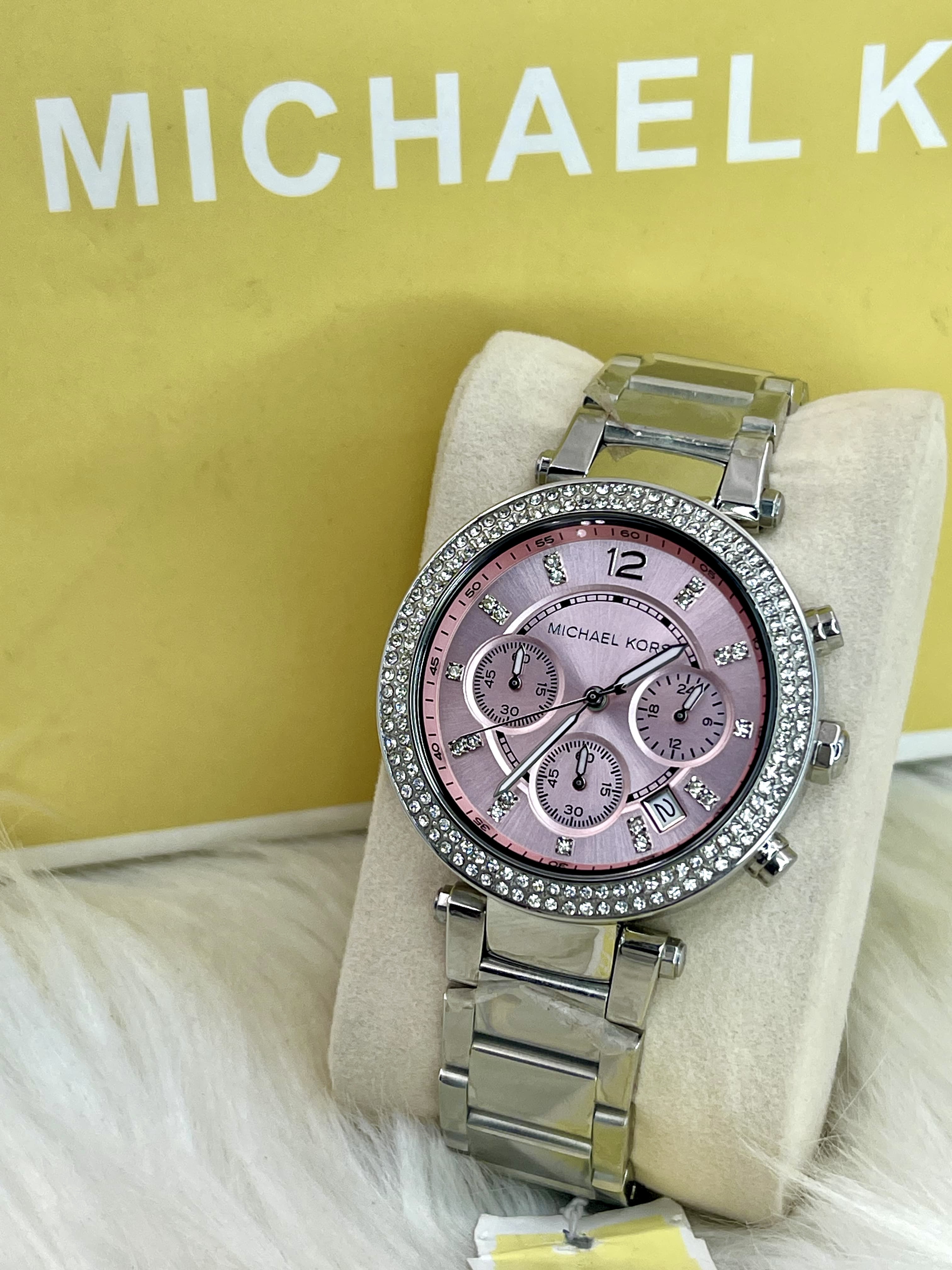 Michael Kors Parker Chronograph Pink Dial Ladies Watch – MK6105
