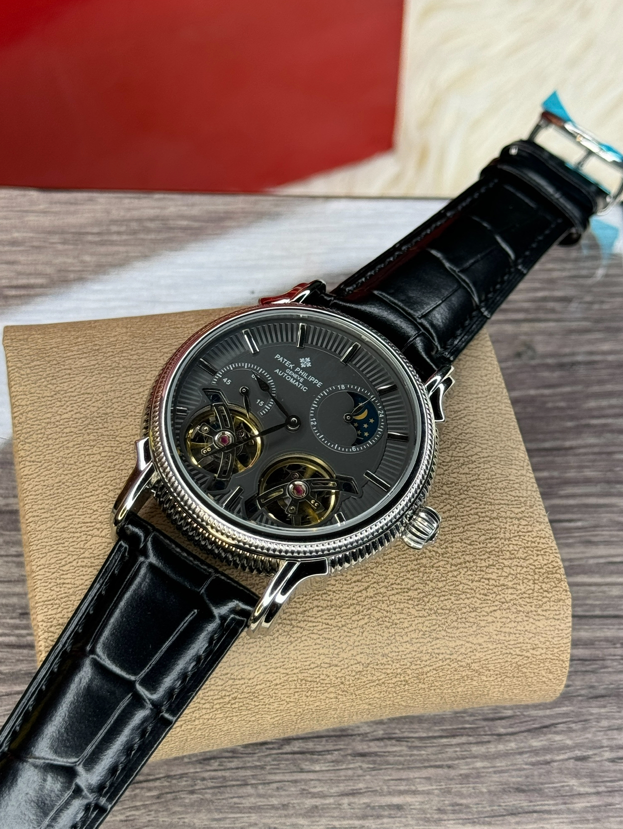 Patek Philippe Double Tourbillon – 41mm Silver Case with Black Dial - Image 2