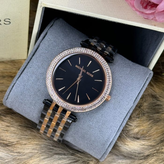 Michael Kors MK3584 Ladies Watch – Black Dial | Crystal Bezel | Two-Tone Bracelet