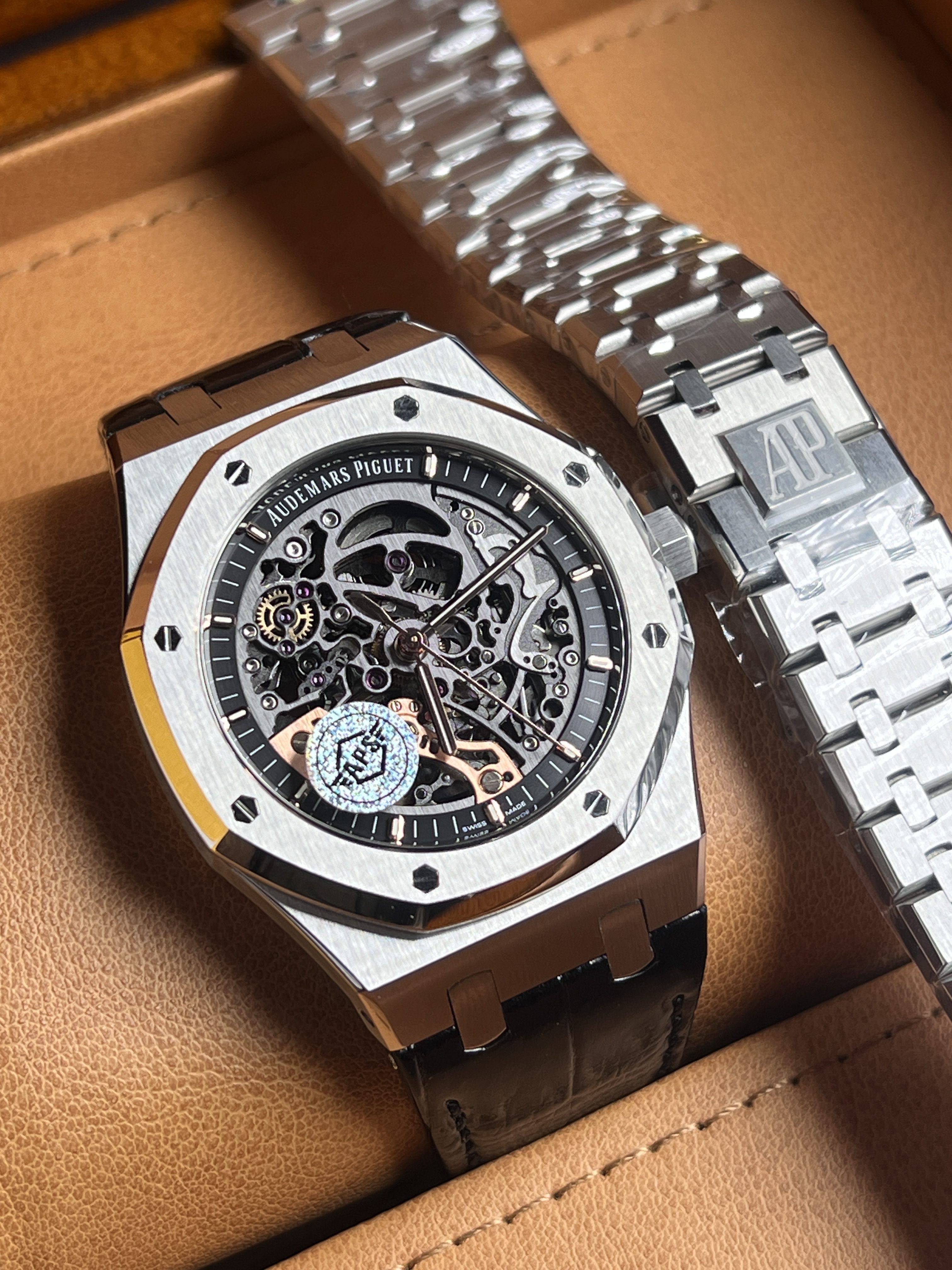 Audemars Piguet Royal Oak Double Balance Wheel Openworked 1:1 Grade – Ref. 15407ST (Silver | Custom Belt Edition) - Image 2