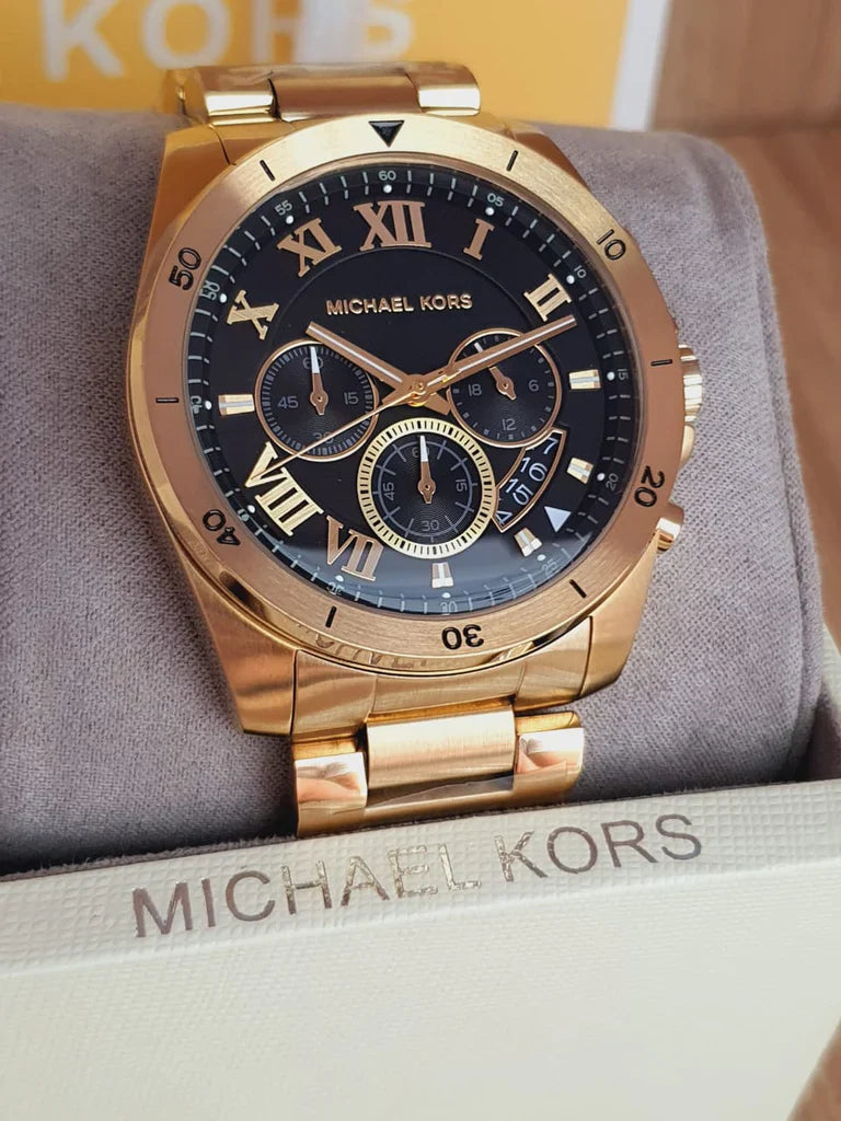 Michael Kors Brecken Chronograph Quartz Black Dial Gold Steel Strap Men’s Watch – MK8481 - Image 2