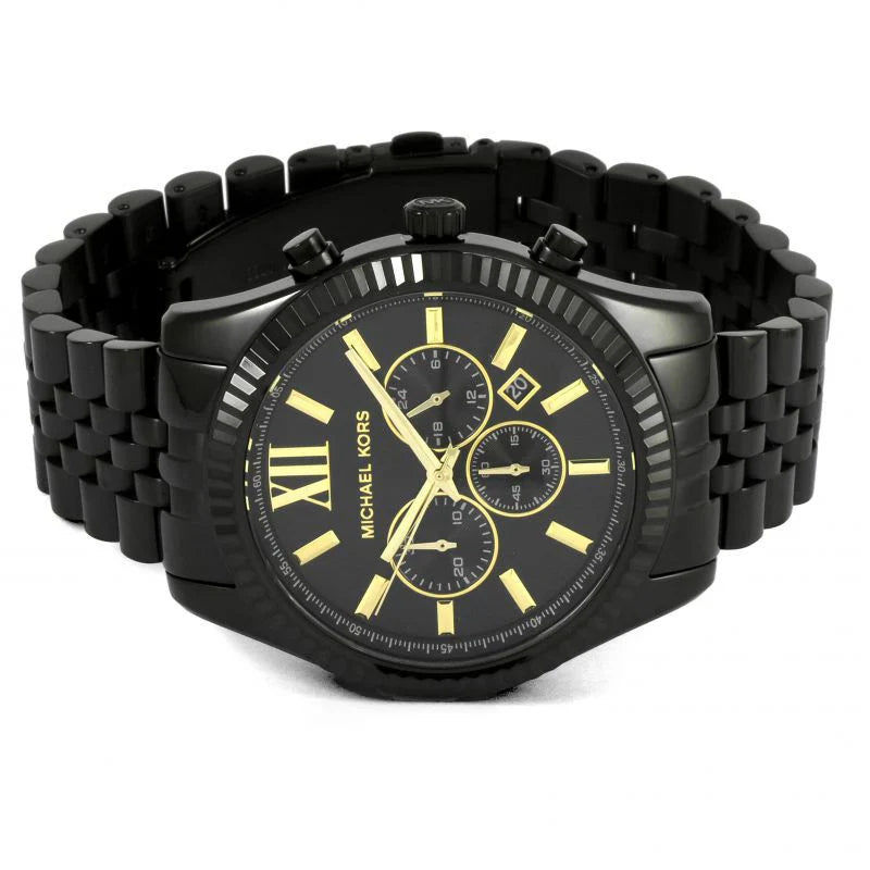Michael Kors Lexington Black Dial Black Steel Strap Men’s Watch – MK8603 - Image 3
