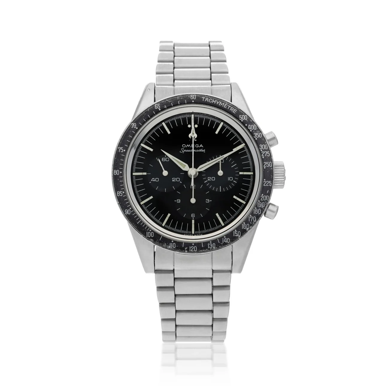 OMEGA Speedmaster Stainless Steel Chronograph Wristwatch with Bracelet – Circa 1961, Euro Grade