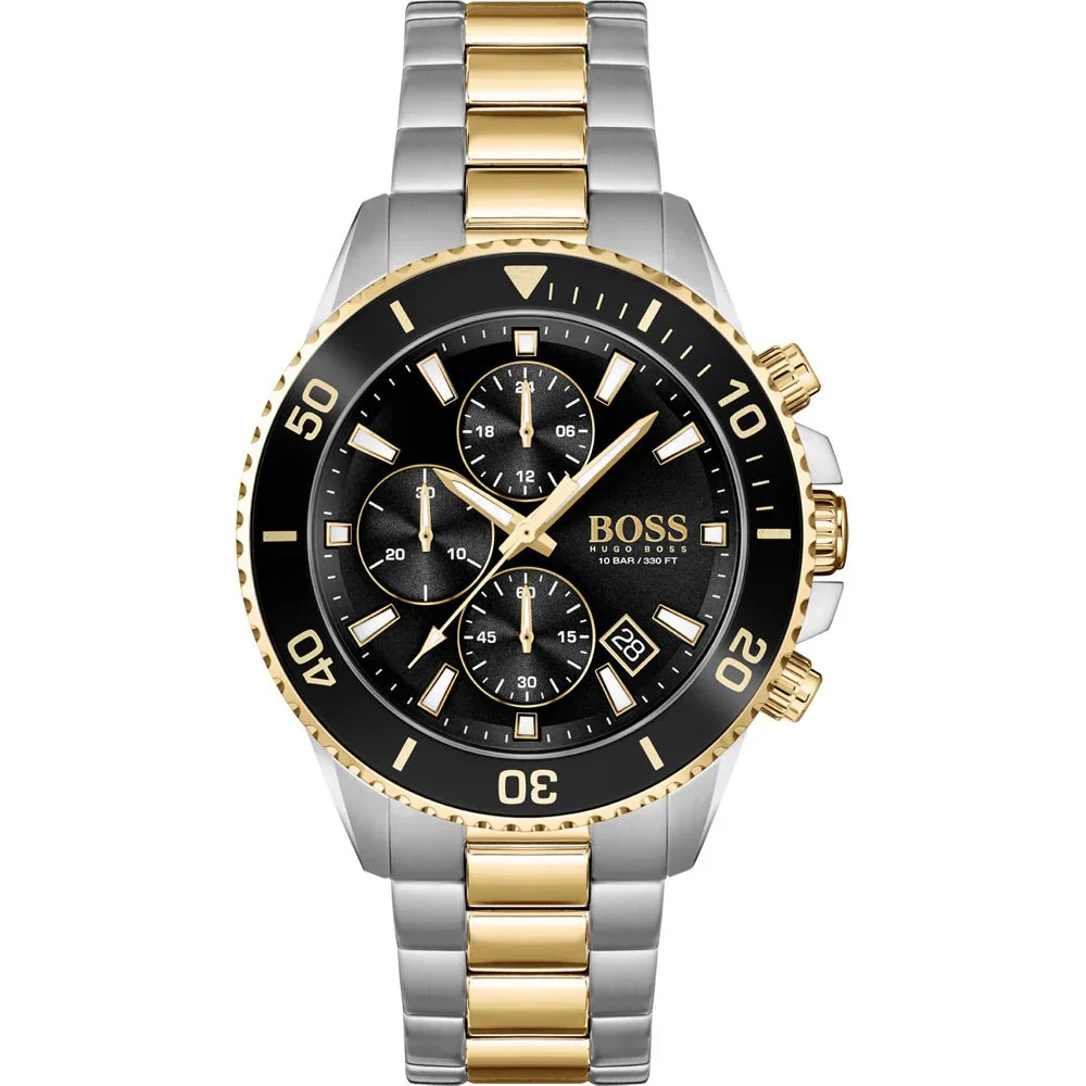 Hugo Boss Admiral Black Dial Two-Tone Steel Strap Men’s Watch – 1513908
