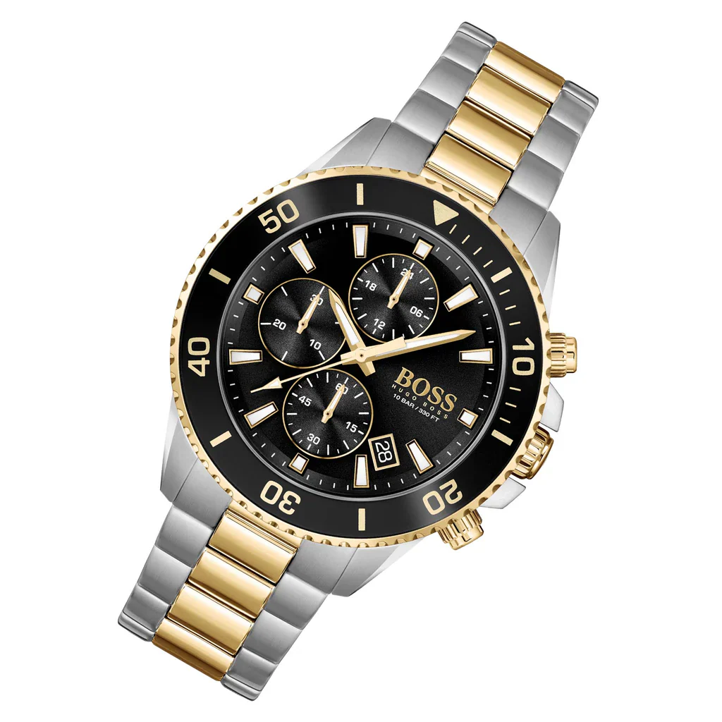 Hugo Boss Admiral Black Dial Two-Tone Steel Strap Men’s Watch – 1513908 - Image 3