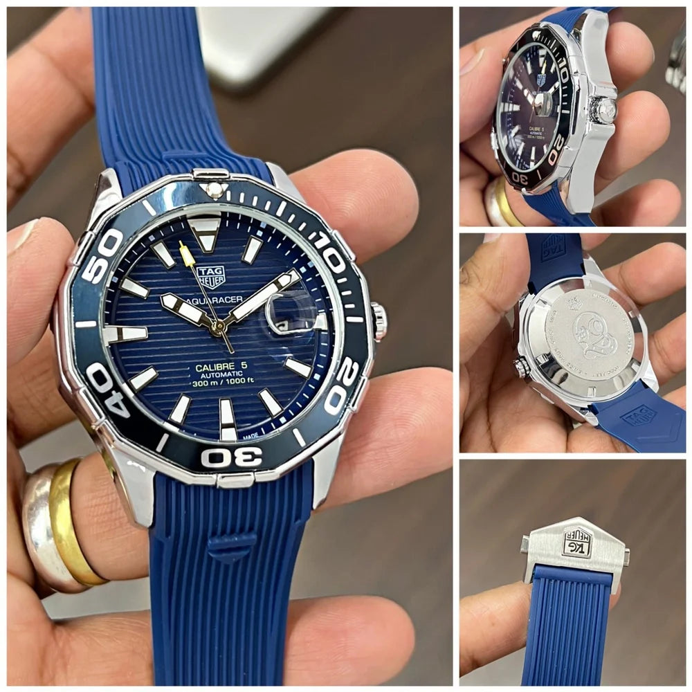 TAG Heuer Round 43mm Blue Dial Stainless Steel Men’s Automatic Watch with Blue Silicone Strap (Euro Grade) - Image 2