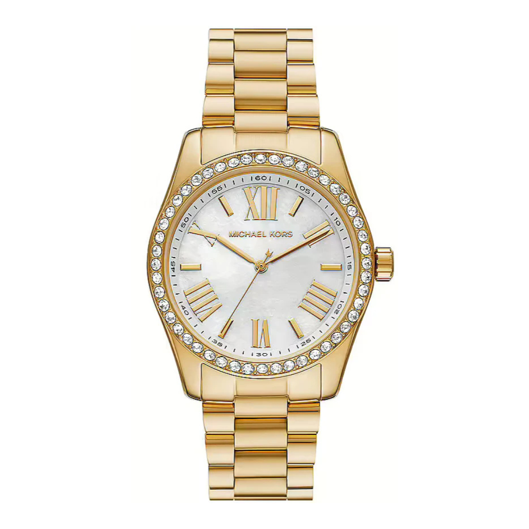 Michael Kors Lexington White Dial Gold-Tone Stainless Steel Ladies Watch – MK1079