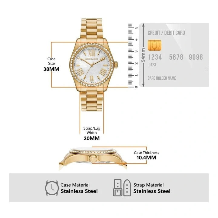 Michael Kors Lexington White Dial Gold-Tone Stainless Steel Ladies Watch – MK1079 - Image 4