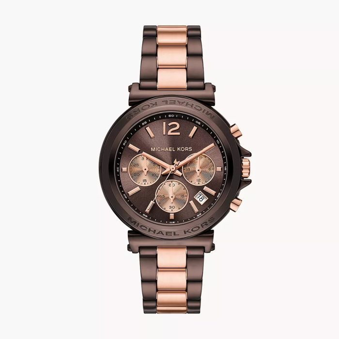 Michael Kors Lexington Chronograph Chocolate & Rose Gold-Tone Ladies Watch – MK7496