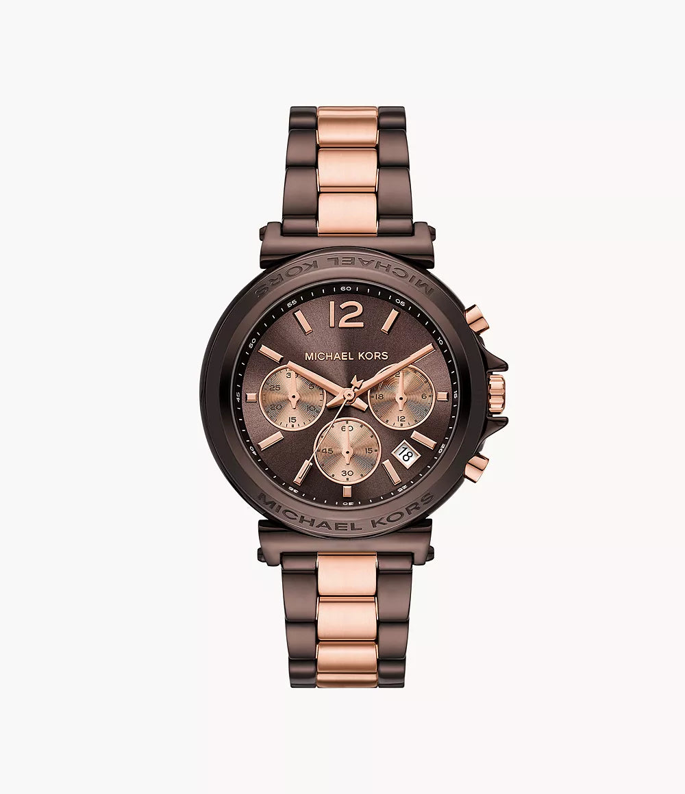 Michael Kors Lexington Chronograph Chocolate & Rose Gold-Tone Ladies Watch – MK7496