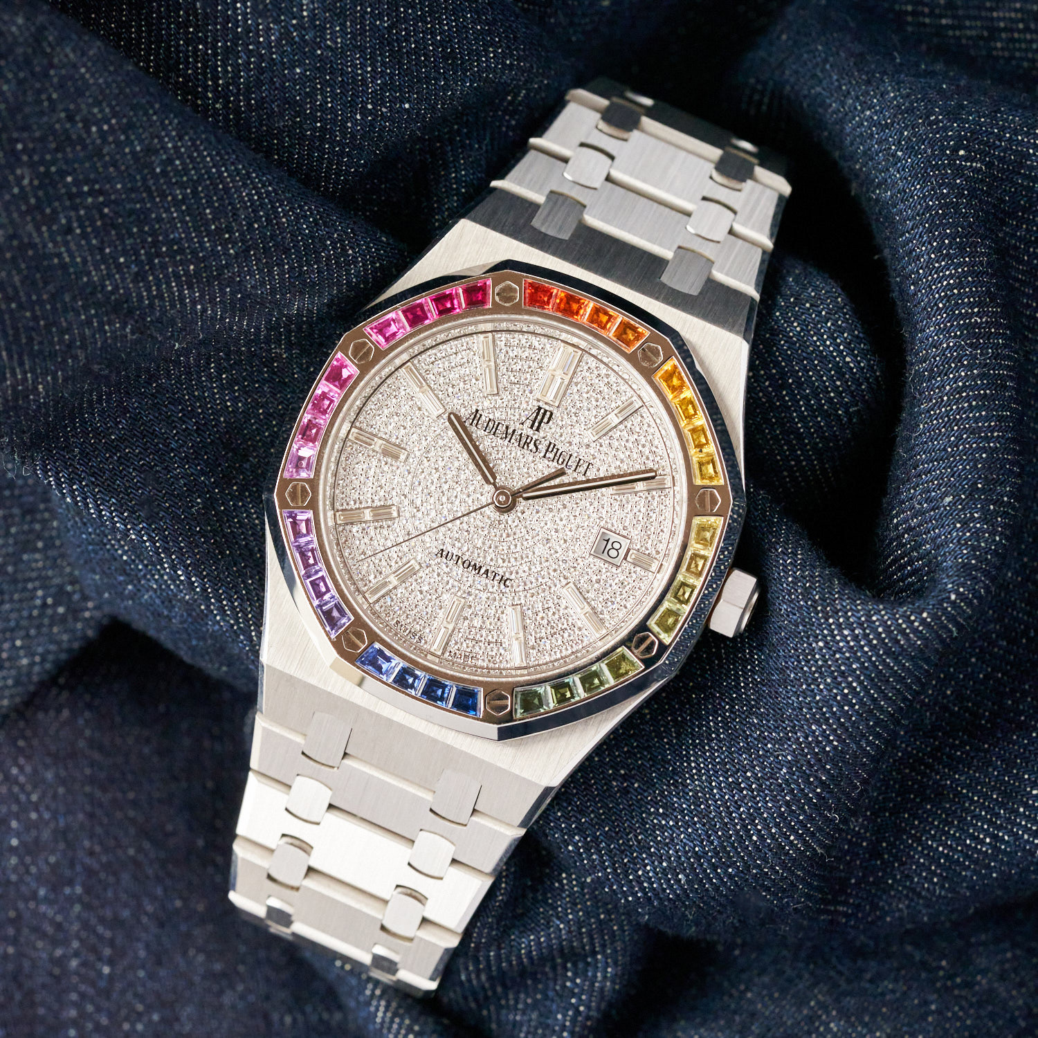 Audemars Piguet Royal Oak White Gold Rainbow | Ref. 15413BC.YY.1220BC.01 | Master Grade Watch - Image 4