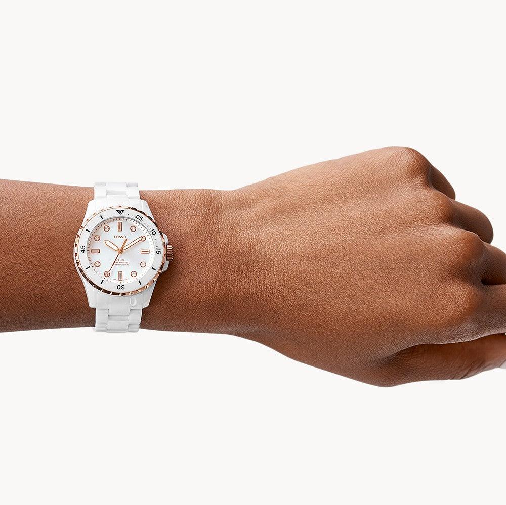 Fossil CE1107 Ladies Watch – White Ceramic Band | Rose Gold-Tone Accents - Image 3