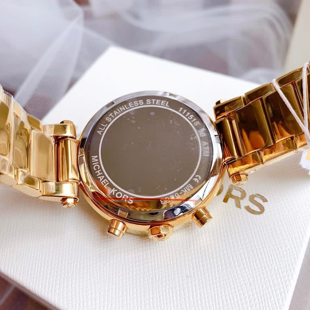 Michael Kors Parker MK6263 Authentic Ladies Chronograph Watch – Gold-Tone Bracelet, Green Dial & Crystals - Image 3