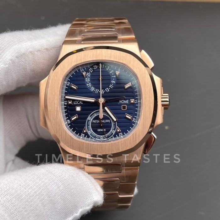 Patek Philippe Nautilus Travel Time Chronograph Rose Gold Swiss 1:1 Grade Watch