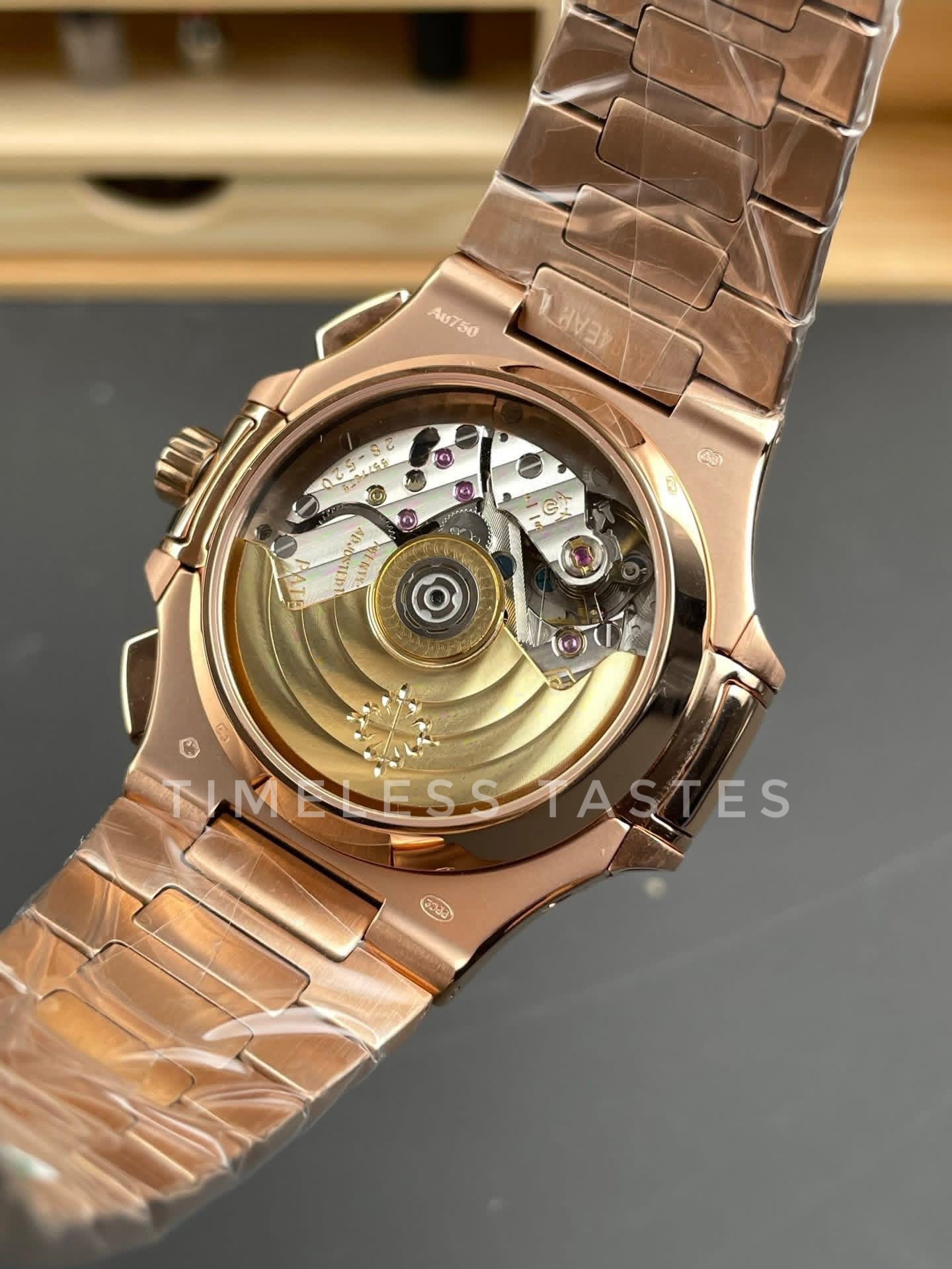 Patek Philippe Nautilus Travel Time Chronograph Rose Gold Swiss 1:1 Grade Watch - Image 3