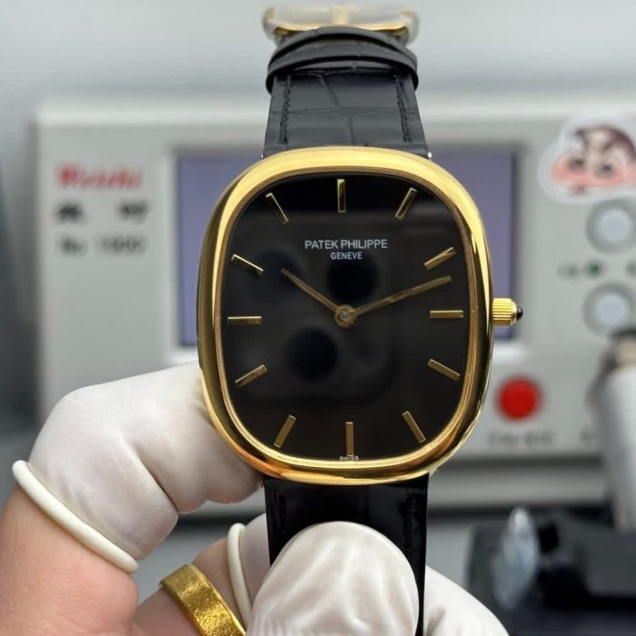 Patek Philippe Golden Ellipse Ebony Black Dial Gold-Finished Swiss 1:1 Grade Replica Watch