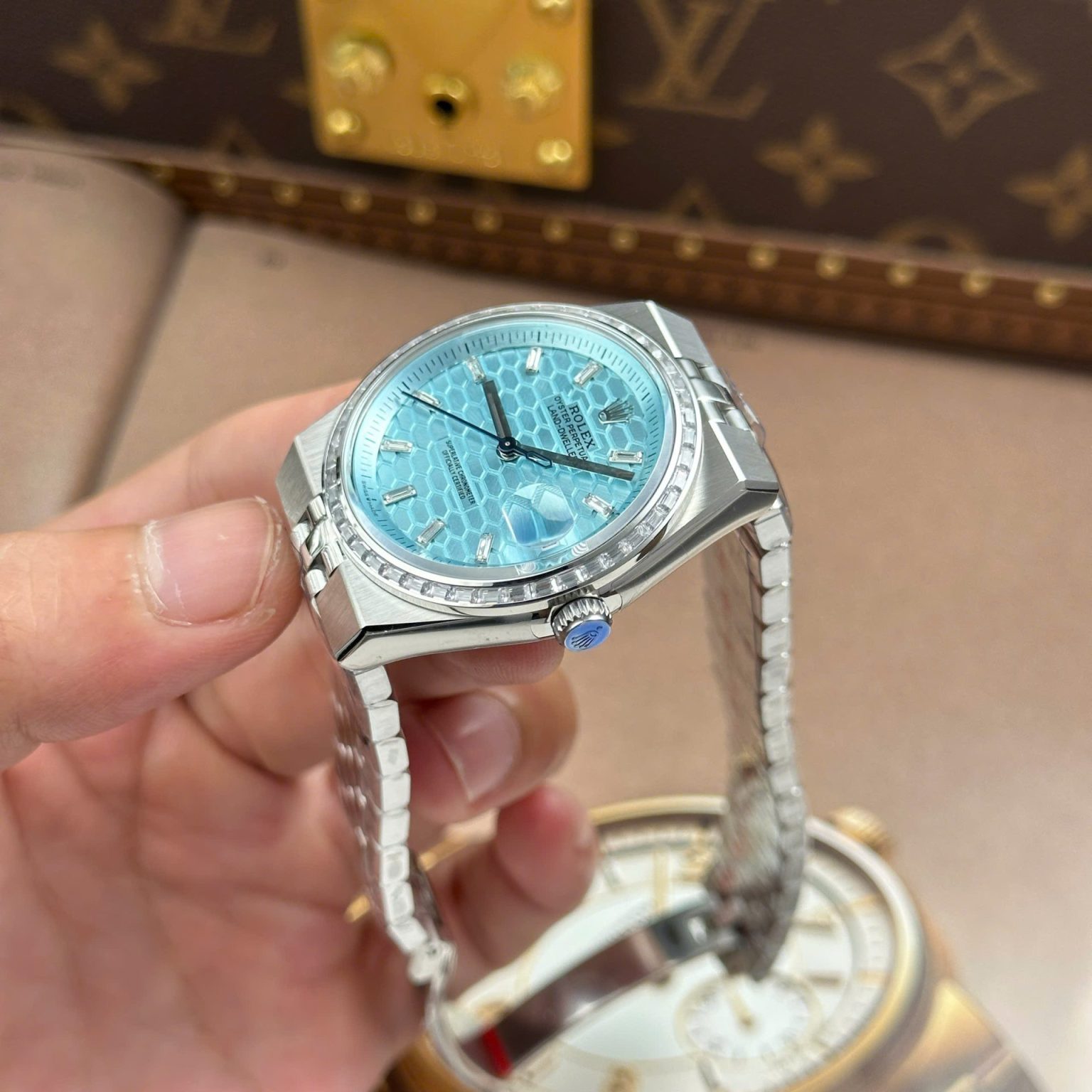 Rolex Land-Dweller 127236 Ice Blue Dial Diamond Bezel Swiss 1:1 Grade Watch - Image 6