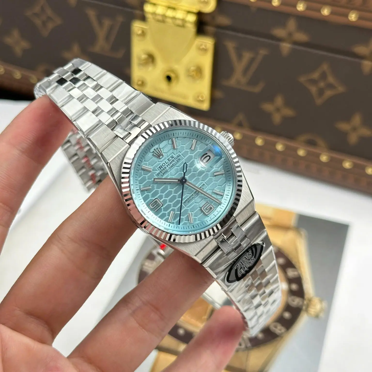 Rolex Land-Dweller 127236 Ice Blue Dial Honeycomb Pattern Swiss 1:1 Grade Watch