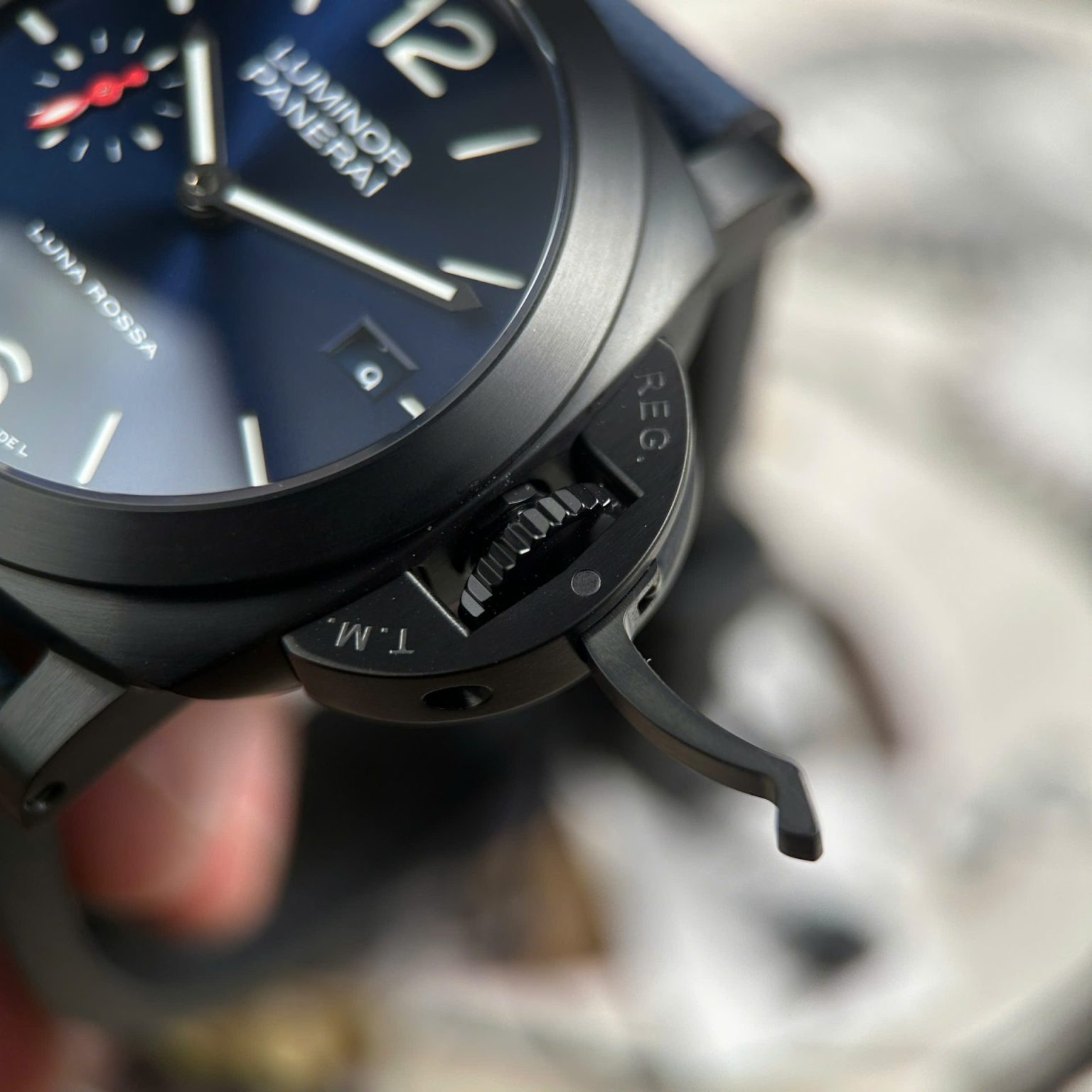 Panerai Luminor Quaranta PAM1408 Blue Dial Rubber Strap Swiss 1:1 Grade Watch - Image 6