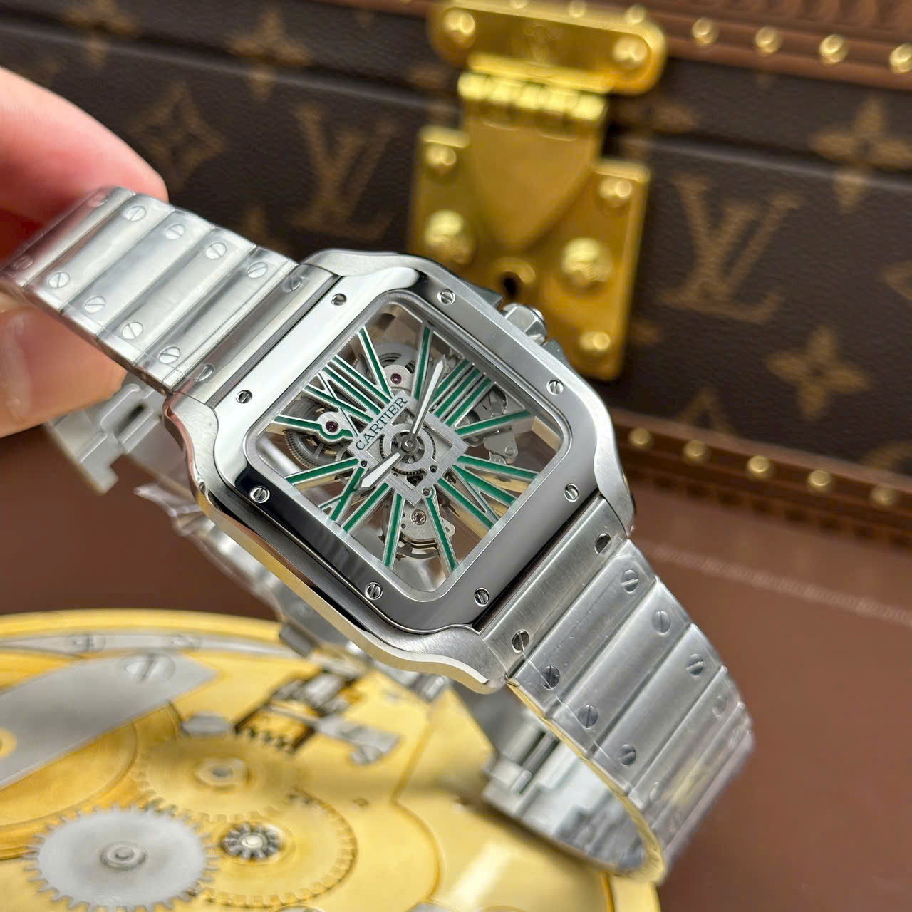 Cartier Santos Skeleton Dial Metal Wire Swiss 1:1 Grade Watch - Image 2