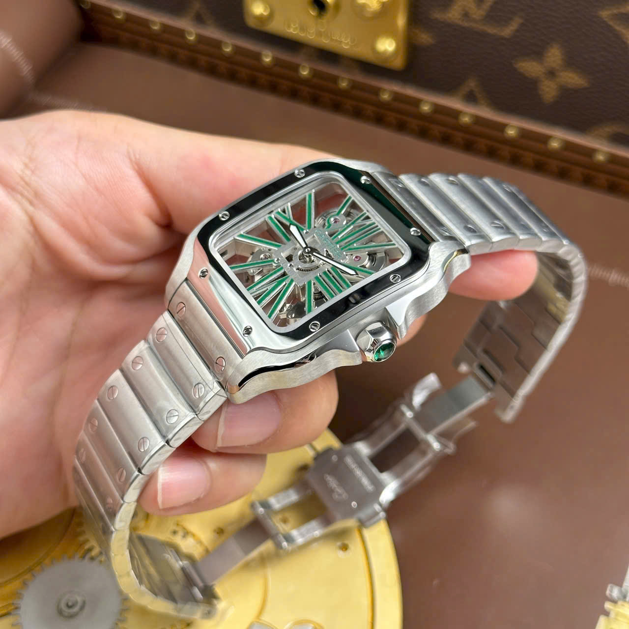 Cartier Santos Skeleton Dial Metal Wire Swiss 1:1 Grade Watch - Image 5