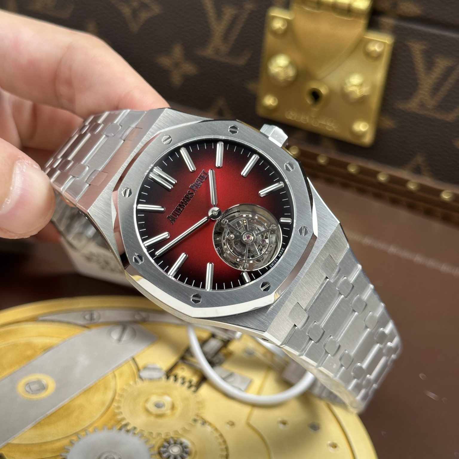 Audemars Piguet Imitation Watches Royal Oak Selfwinding Flying Tourbillon 26730ST Burgundy Dial 41mm Swiss 1:1 Grade Watch - Image 2