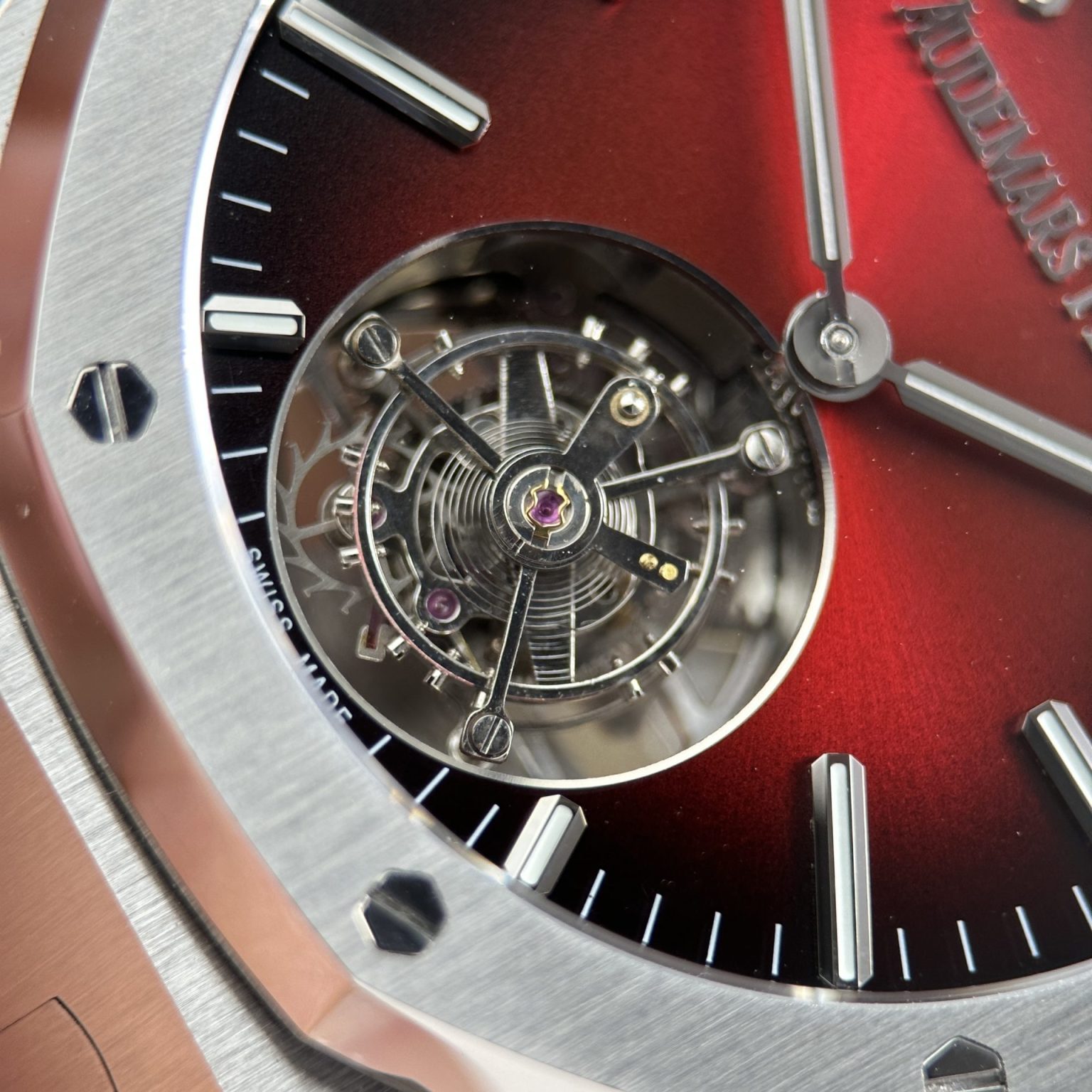 Audemars Piguet Imitation Watches Royal Oak Selfwinding Flying Tourbillon 26730ST Burgundy Dial 41mm Swiss 1:1 Grade Watch - Image 5