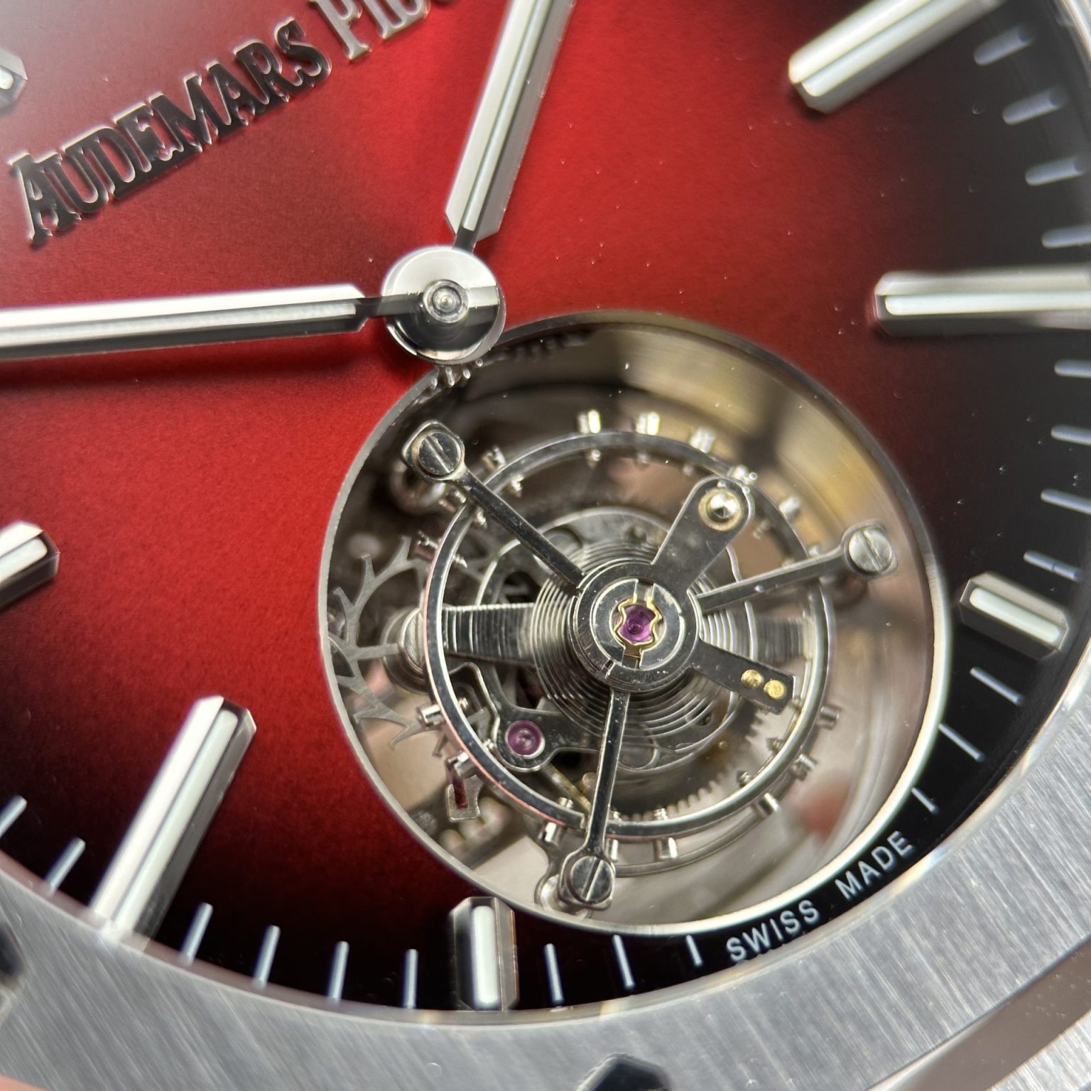 Audemars Piguet Imitation Watches Royal Oak Selfwinding Flying Tourbillon 26730ST Burgundy Dial 41mm Swiss 1:1 Grade Watch - Image 6