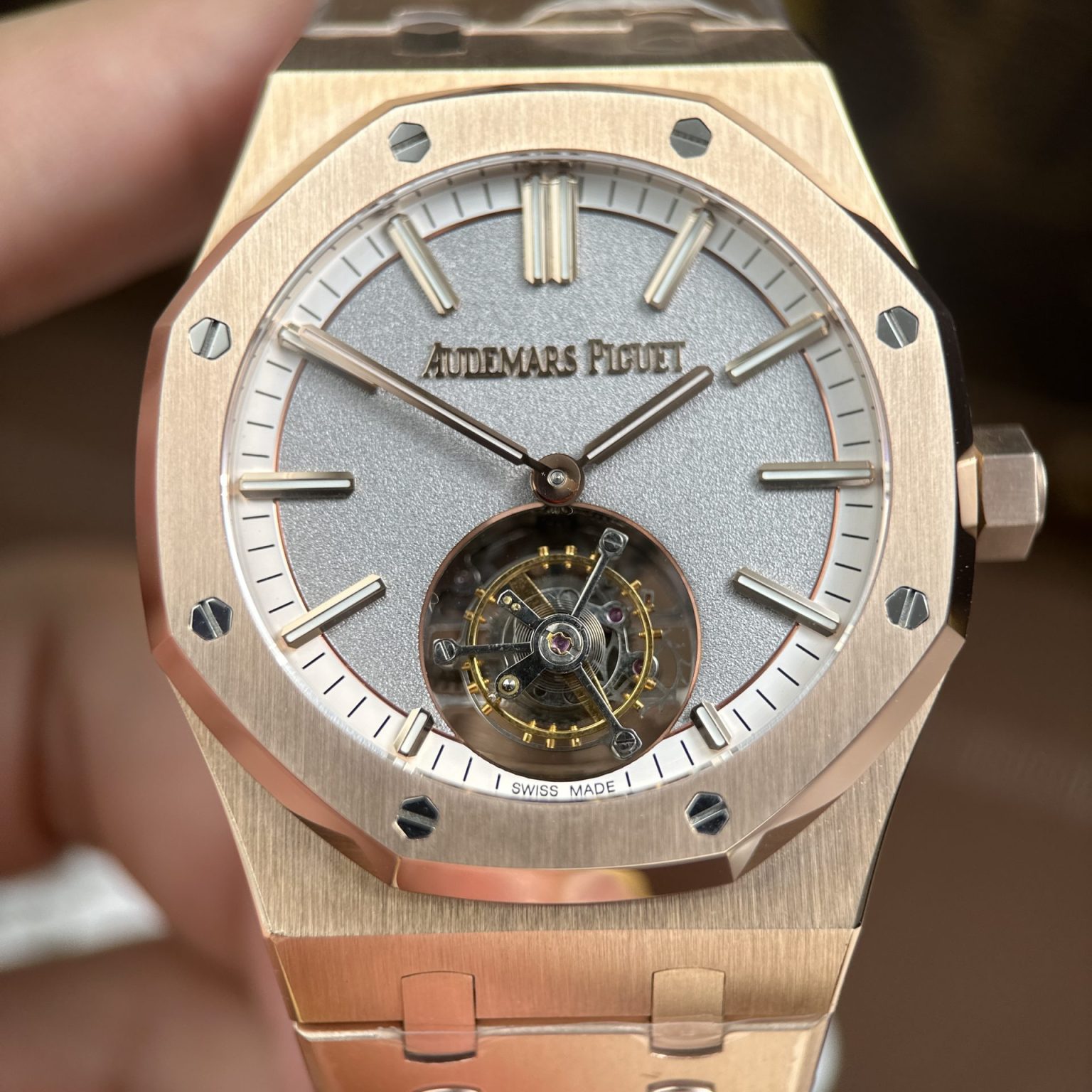 Audemars Piguet Royal Oak Selfwinding Flying Tourbillon 26730OR Replica Watches Gray Dial Metal Wire 41mm Swiss 1:1 Grade Watch - Image 5