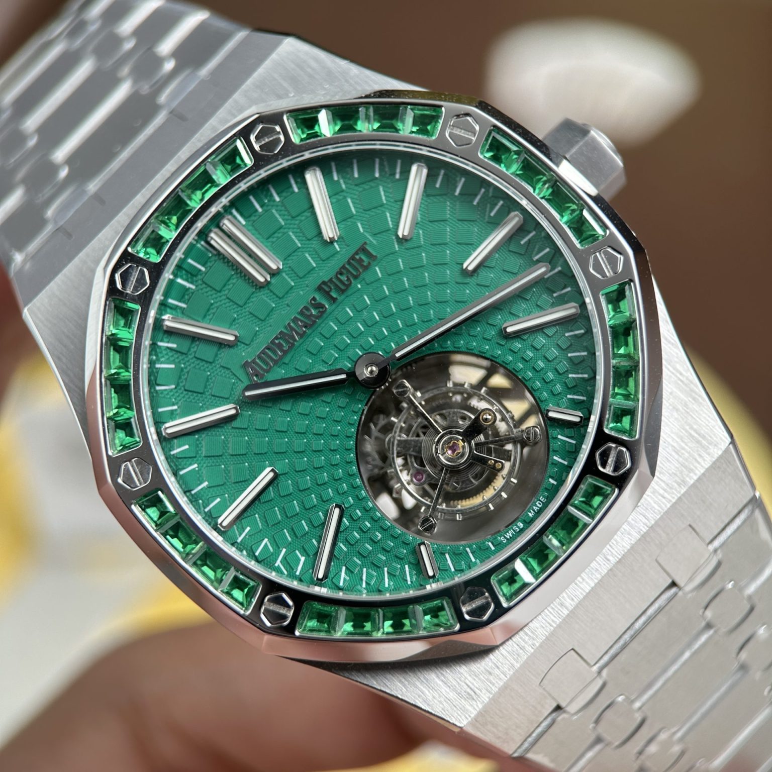 Audemars Piguet Imitation Watches Royal Oak Selfwinding Flying Tourbillon 26730BC Green Dial 41mm Swiss 1:1 Grade Automatic Watch - Image 5