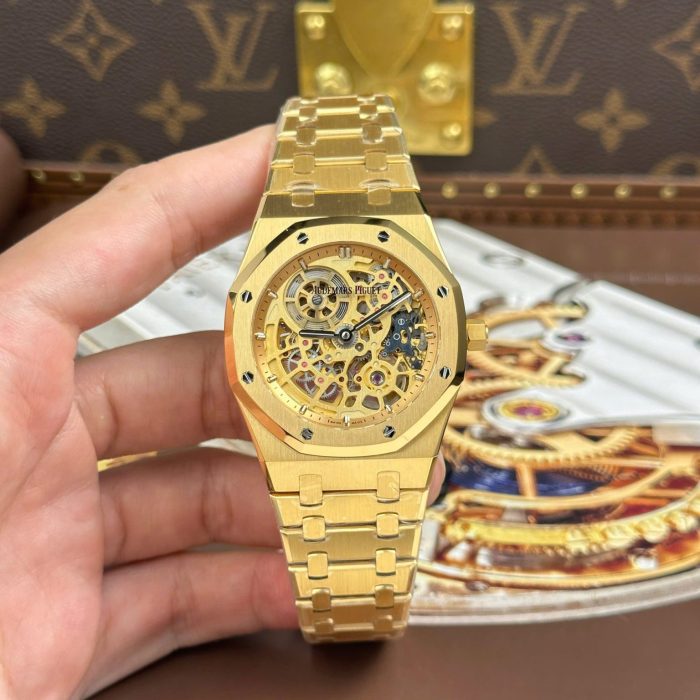 Audemars Piguet Royal Oak Jumbo Extra-Thin Openworked 16204 Skeleton Dial Yellow 39mm Swiss 1:1 Grade Automatic Watch