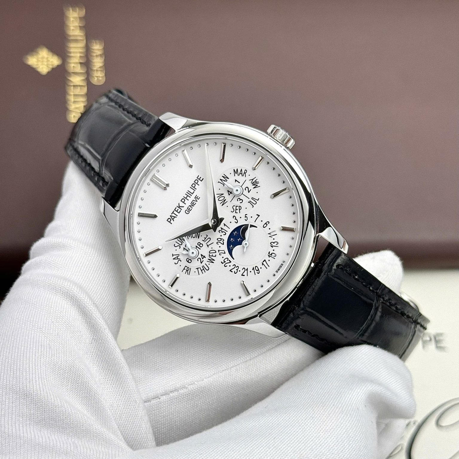 Patek Philippe Grand Complications 5327 White Dial Leather Strap 40mm Swiss 1:1 Grade Automatic Watch - Image 2
