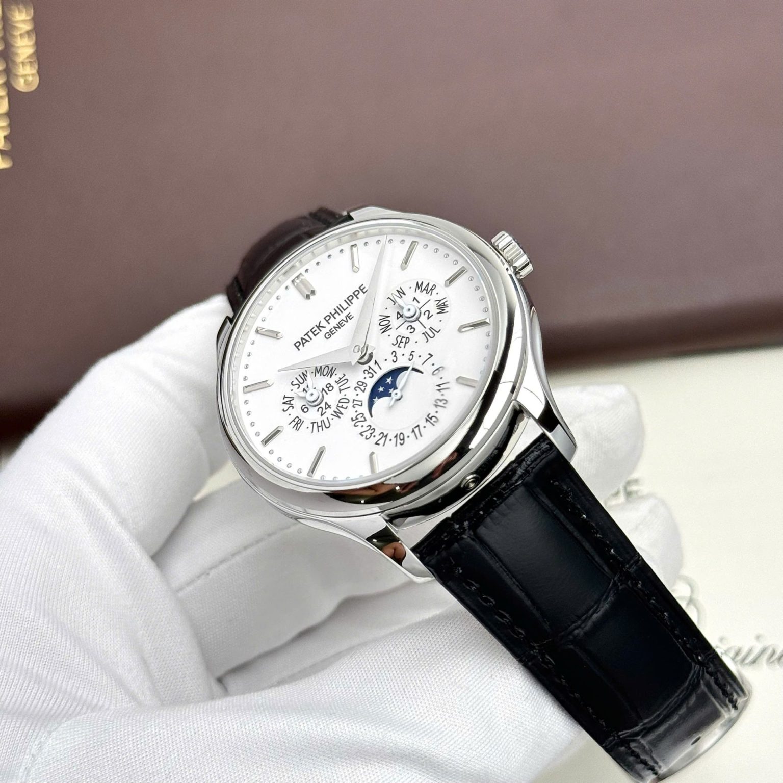 Patek Philippe Grand Complications 5327 White Dial Leather Strap 40mm Swiss 1:1 Grade Automatic Watch - Image 3