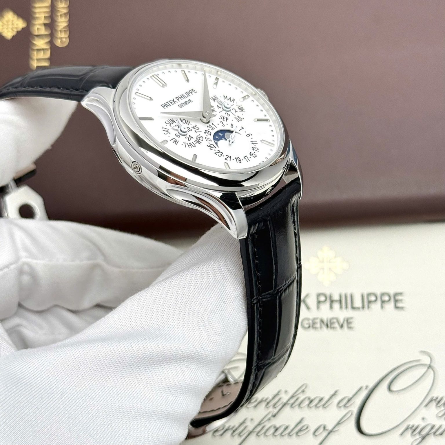 Patek Philippe Grand Complications 5327 White Dial Leather Strap 40mm Swiss 1:1 Grade Automatic Watch - Image 4