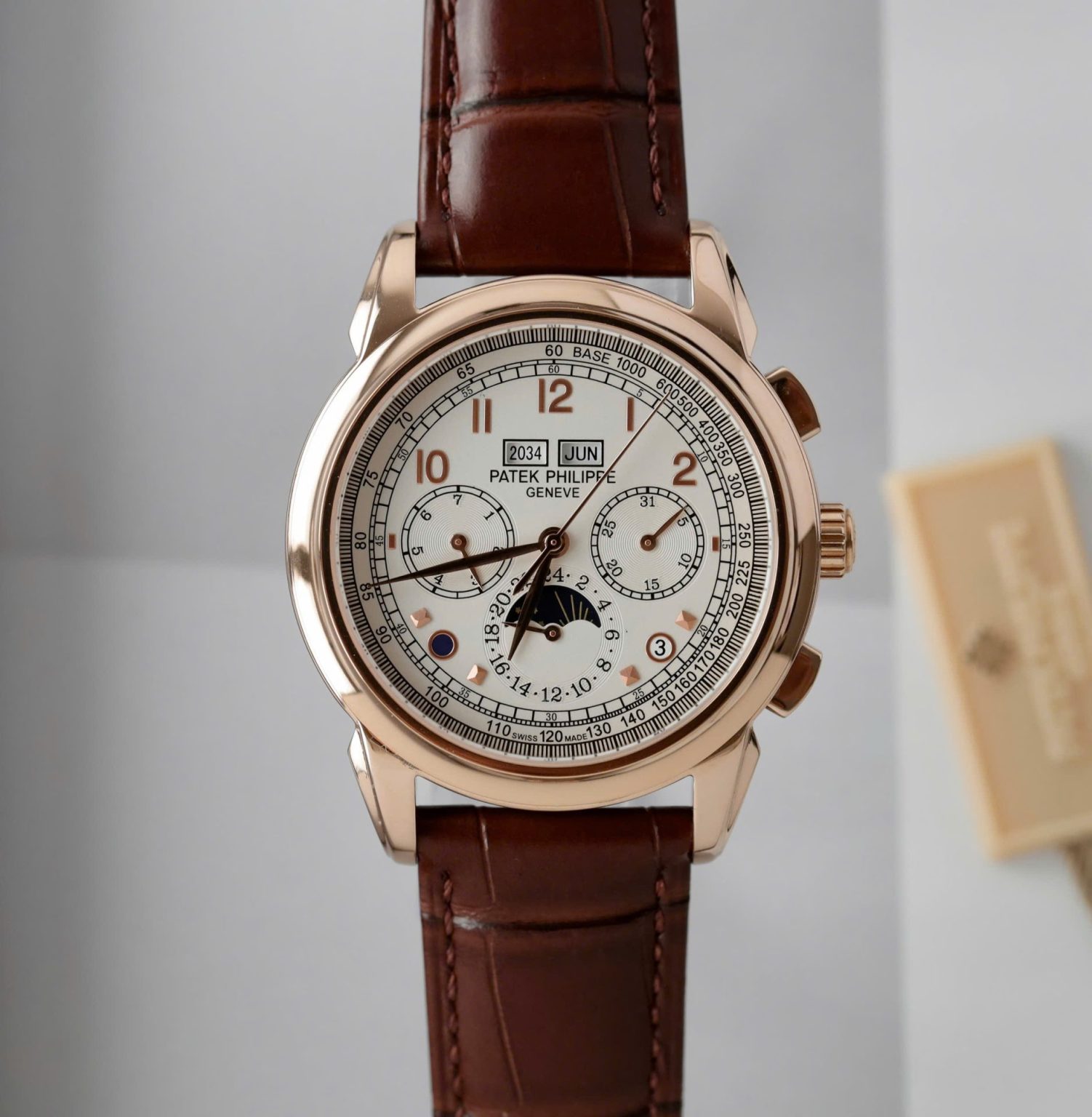 Patek Philippe Perpetual Calendar 5270 White Dial Brown Leather Strap 41mm Swiss 1:1 Grade Automatic Watch