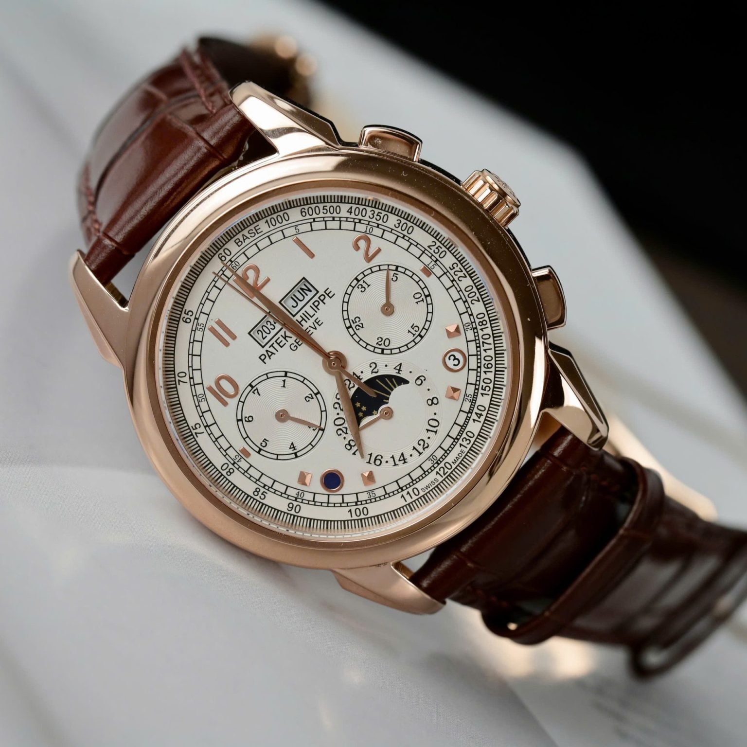 Patek Philippe Perpetual Calendar 5270 White Dial Brown Leather Strap 41mm Swiss 1:1 Grade Automatic Watch - Image 2