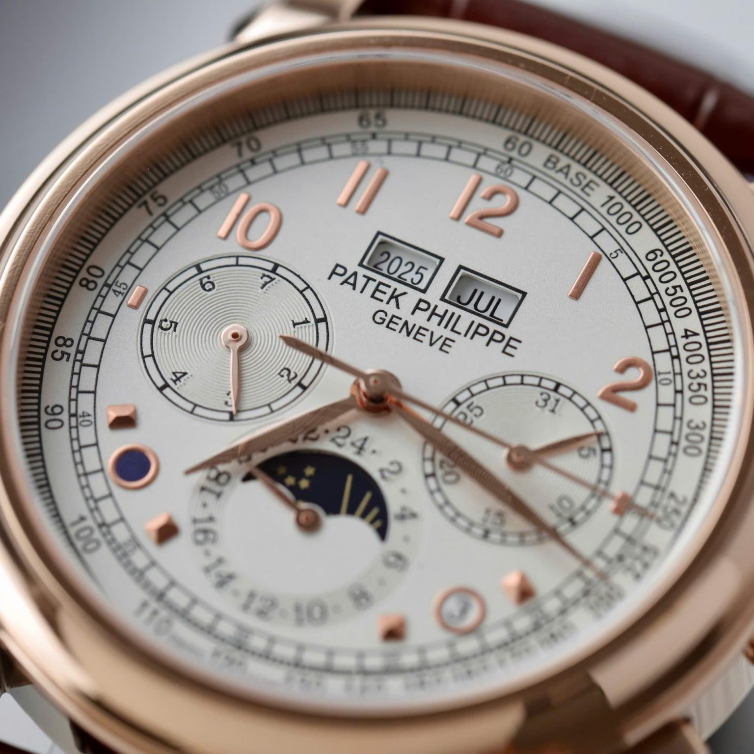 Patek Philippe Perpetual Calendar 5270 White Dial Brown Leather Strap 41mm Swiss 1:1 Grade Automatic Watch - Image 7