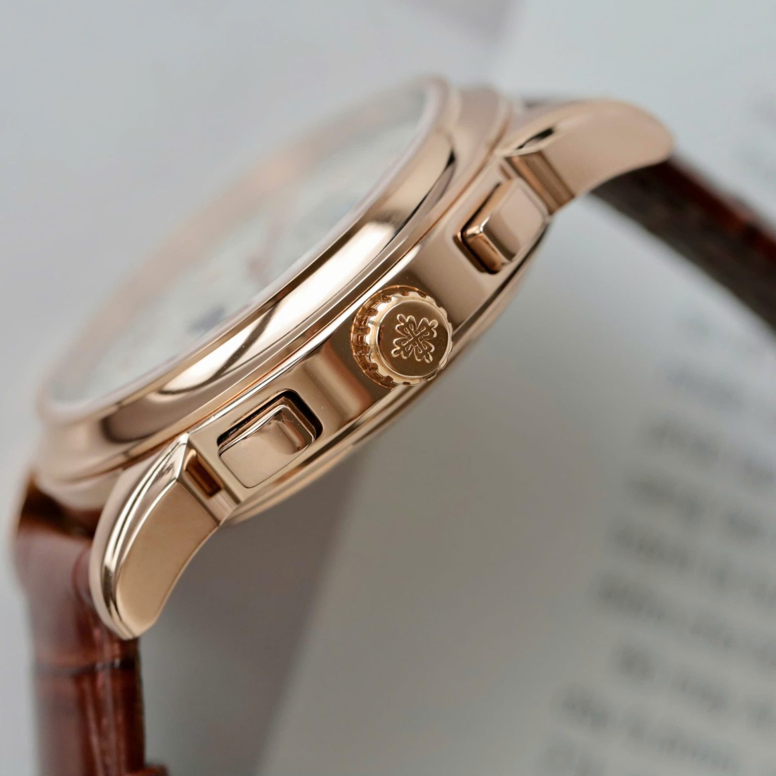 Patek Philippe Perpetual Calendar 5270 White Dial Brown Leather Strap 41mm Swiss 1:1 Grade Automatic Watch - Image 4