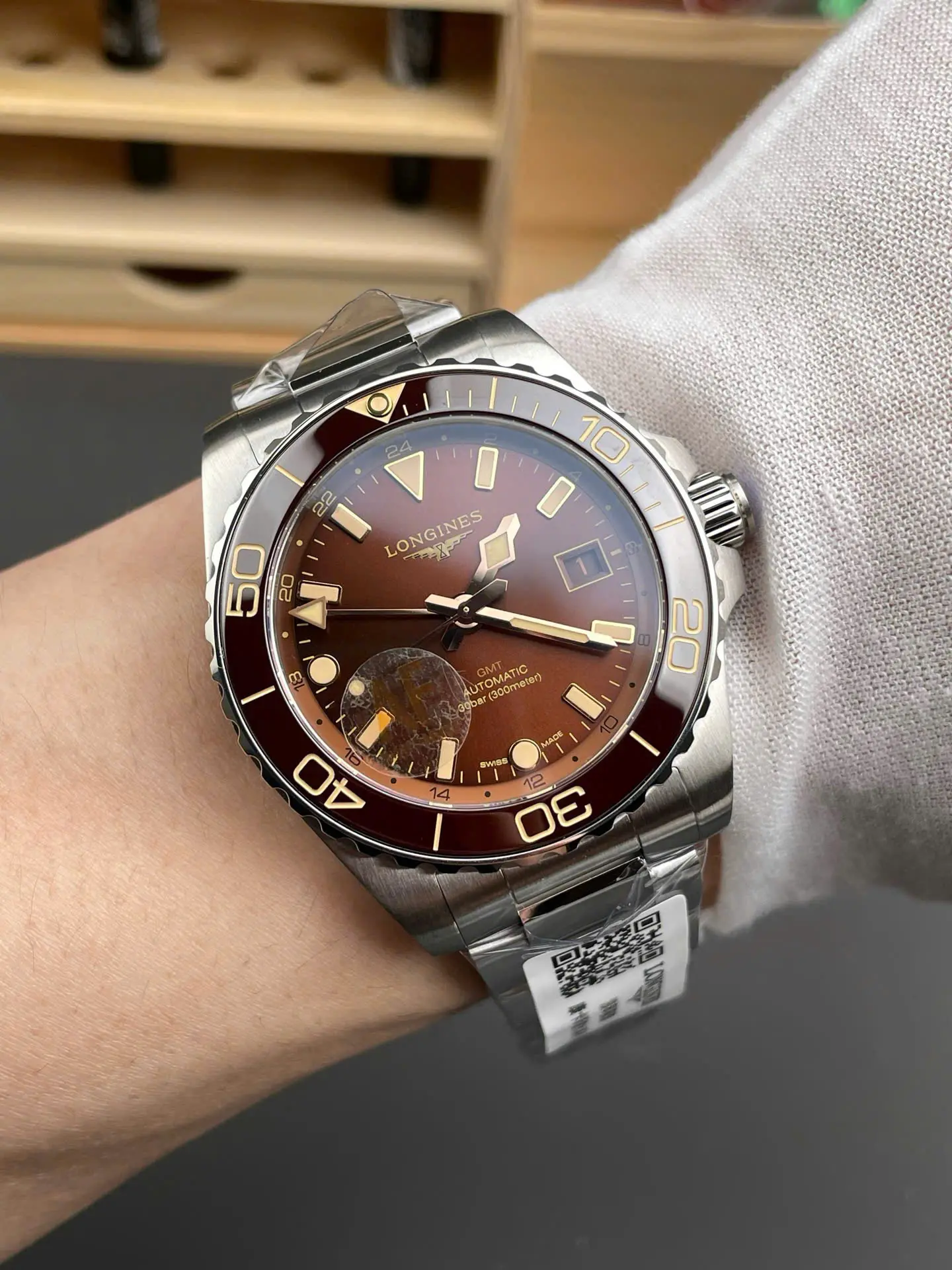 Longines HydroConquest Brown Dial 41mm Swiss 1:1 Grade Automatic GMT Watch with Transparent Back - Image 3