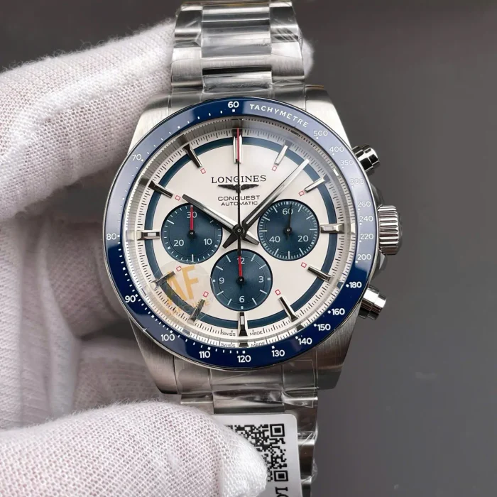 Longines Conquest Chronograph White Dial 42mm Swiss 1:1 Grade Automatic Watch