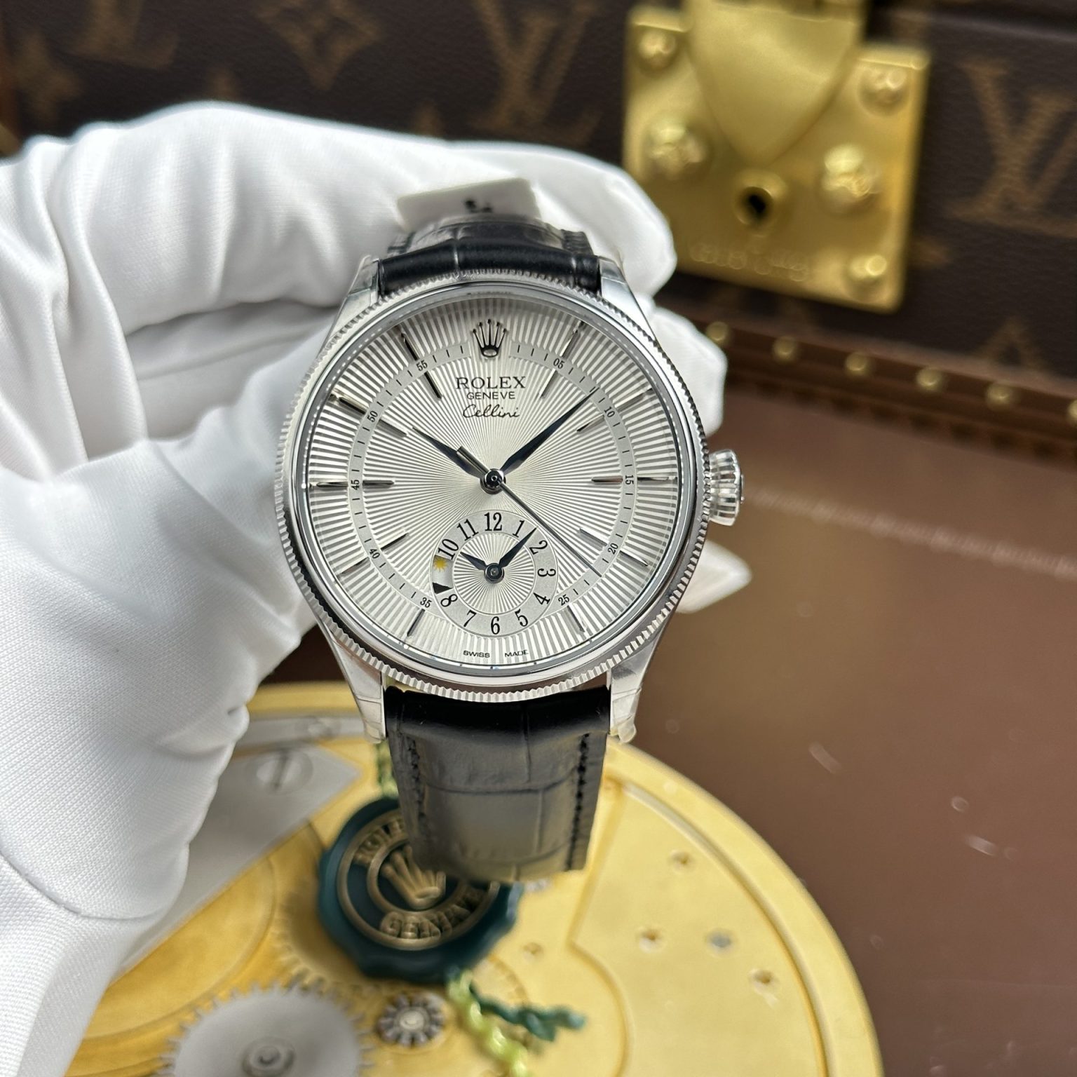 Rolex Cellini Dual Time 50529 Swiss 1:1 Grade Replica Watch White Dial Automatic 39mm
