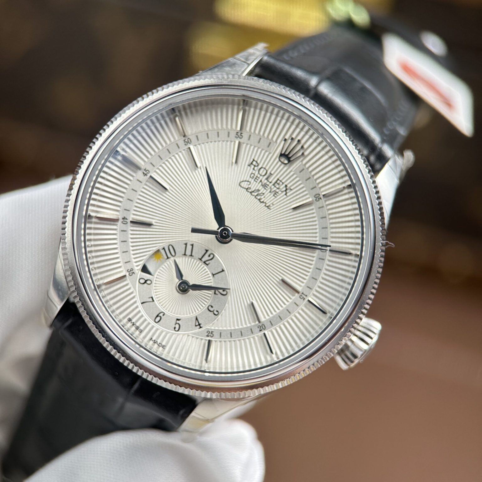Rolex Cellini Dual Time 50529 Swiss 1:1 Grade Replica Watch White Dial Automatic 39mm - Image 3