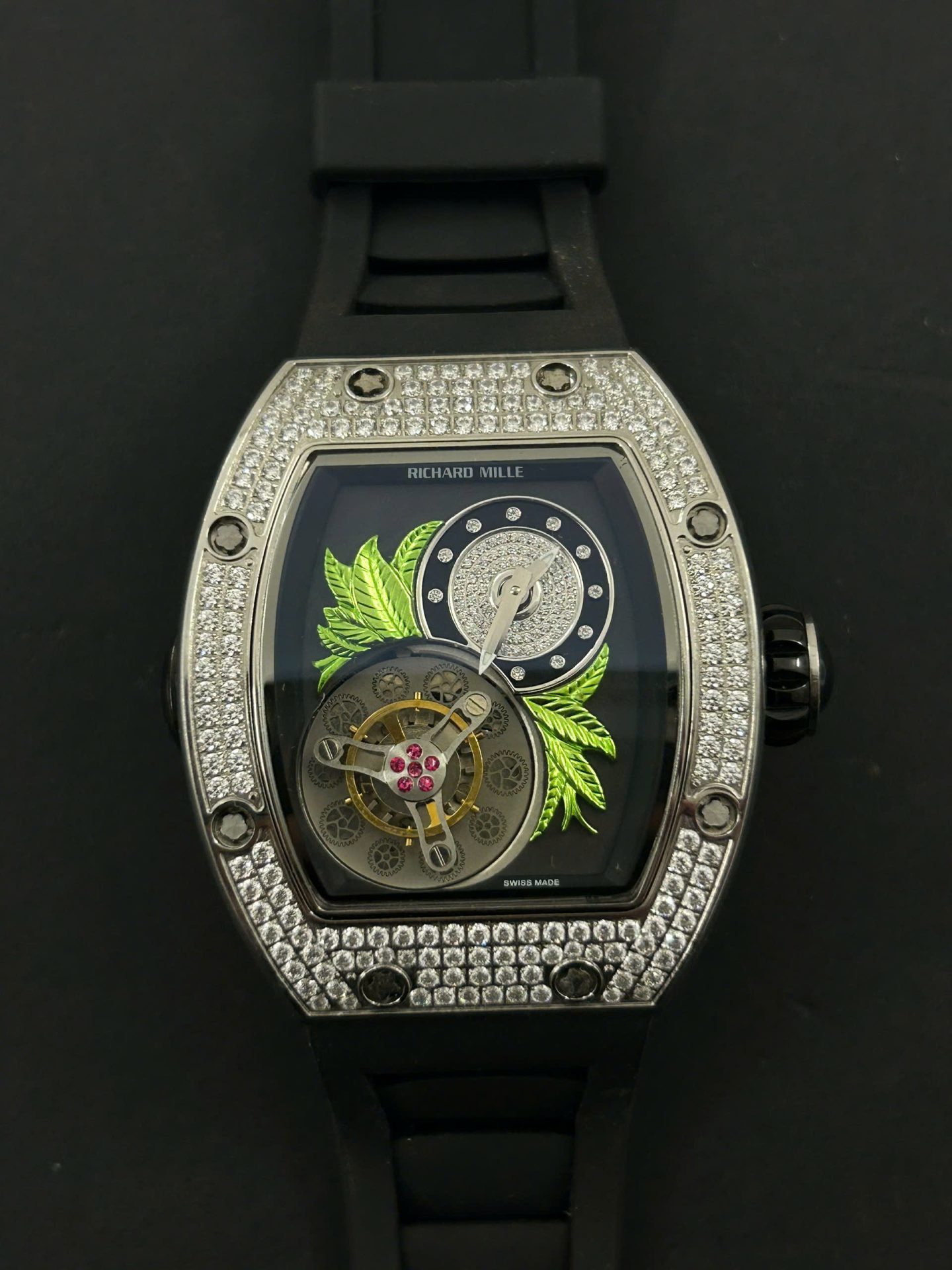Richard Mille RM19-02 Swiss 1:1 Grade Imitation Watch Full Diamonds CZ Rubber Strap 44mm - Image 2
