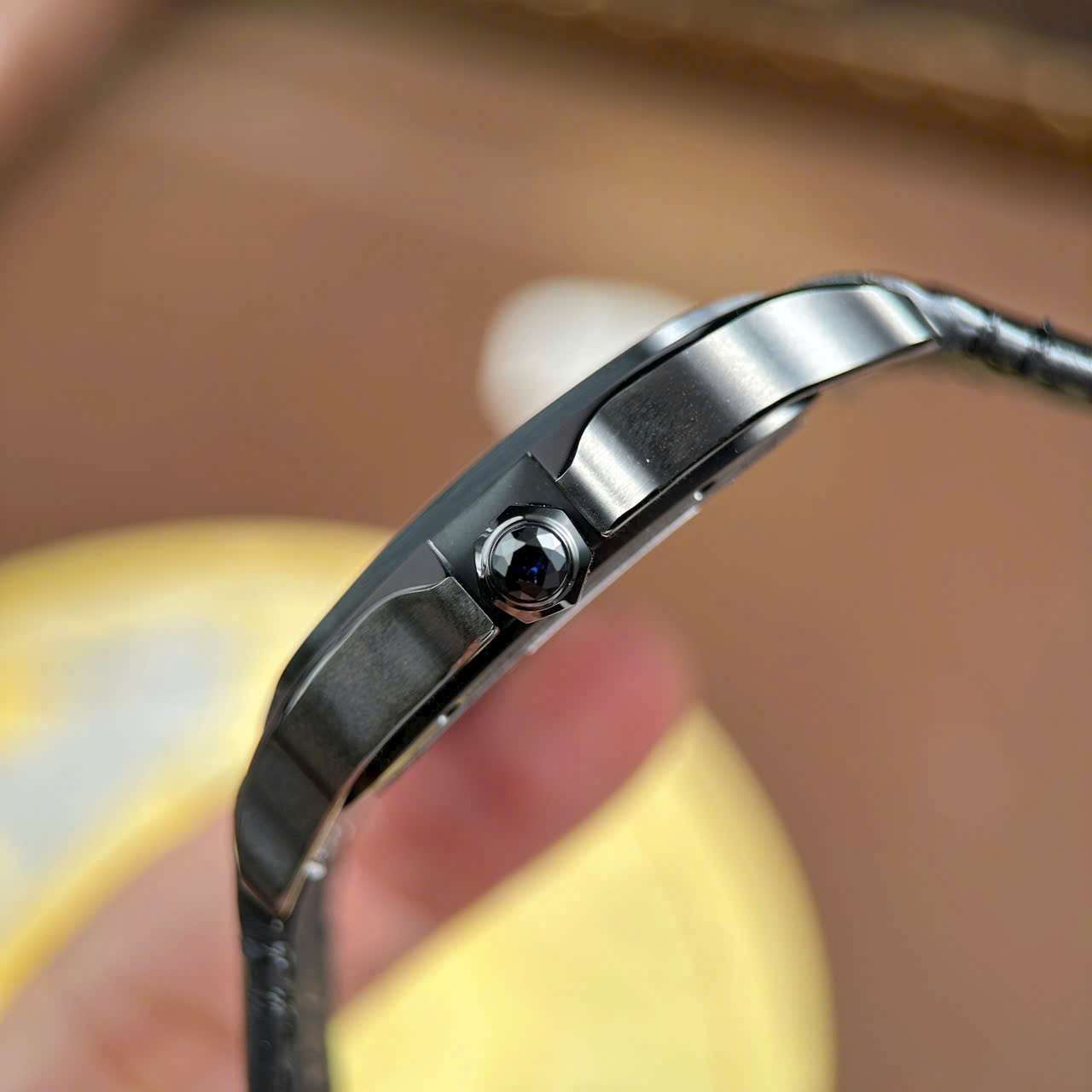 Cartier Santos Swiss 1:1 Grade Knock Off Watch Skeleton Dial Leather Strap Black 39.8mm - Image 9