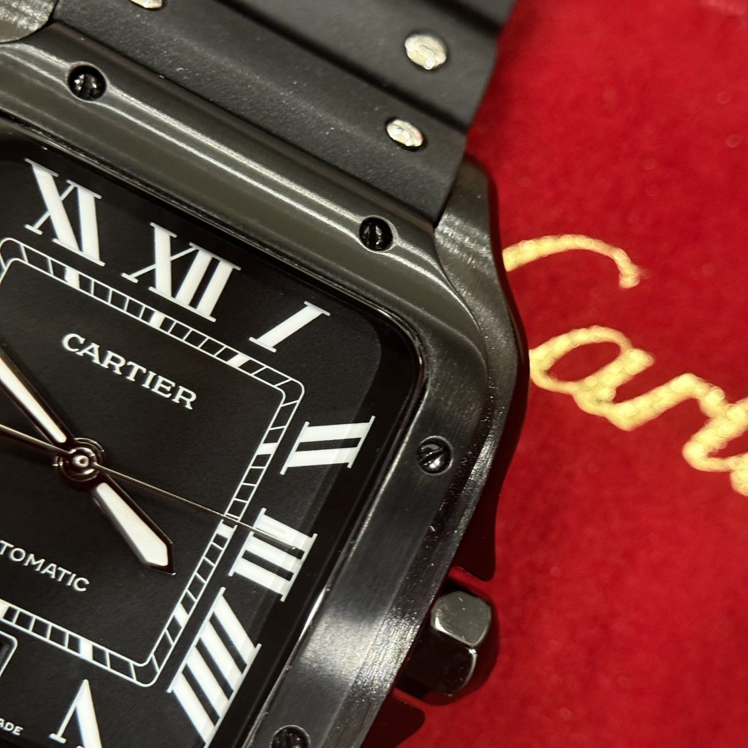 Cartier Santos WSSA0039 Swiss 1:1 Grade Replica Watch Black Rubber Strap 39.8mm - Image 2
