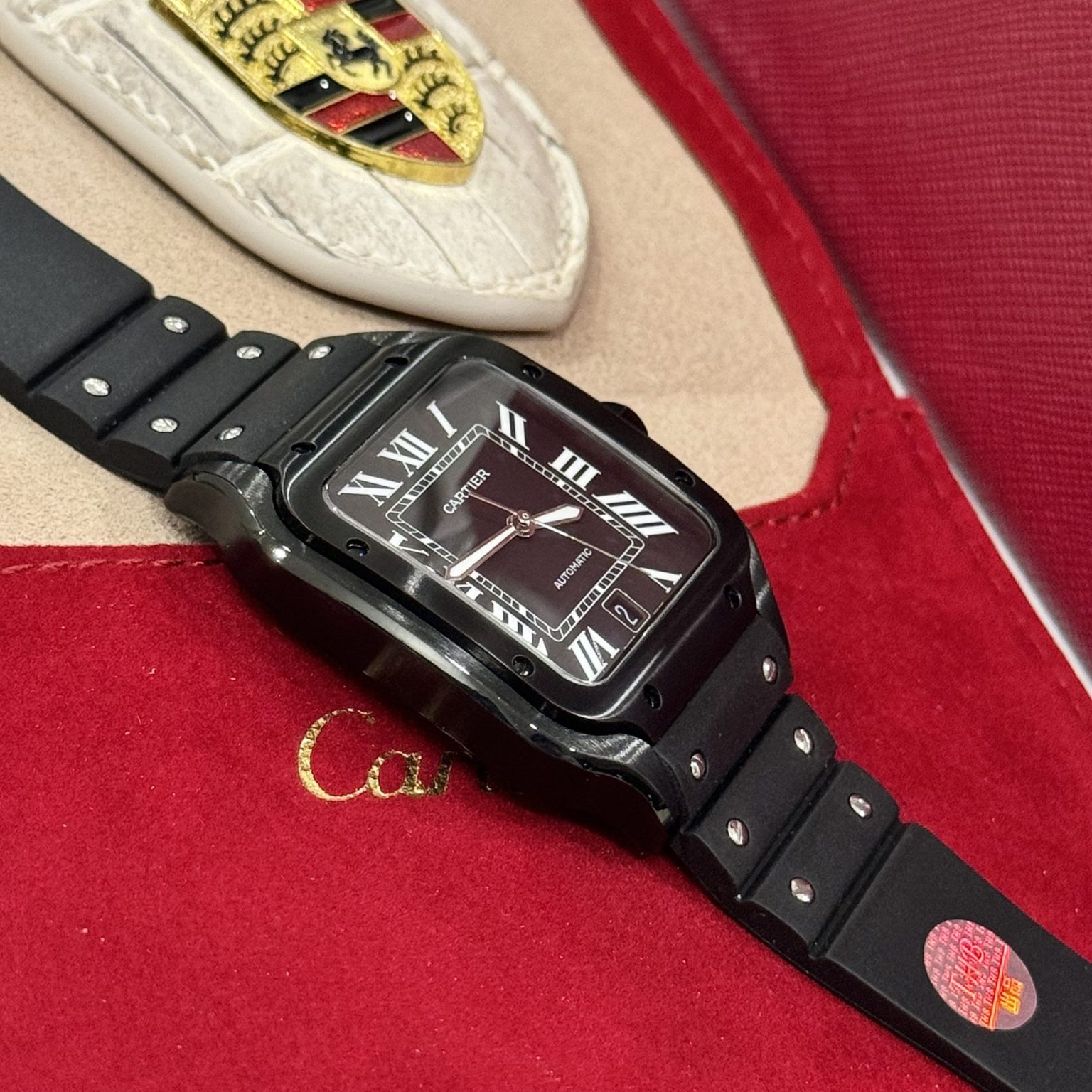 Cartier Santos WSSA0039 Swiss 1:1 Grade Replica Watch Black Rubber Strap 39.8mm - Image 5