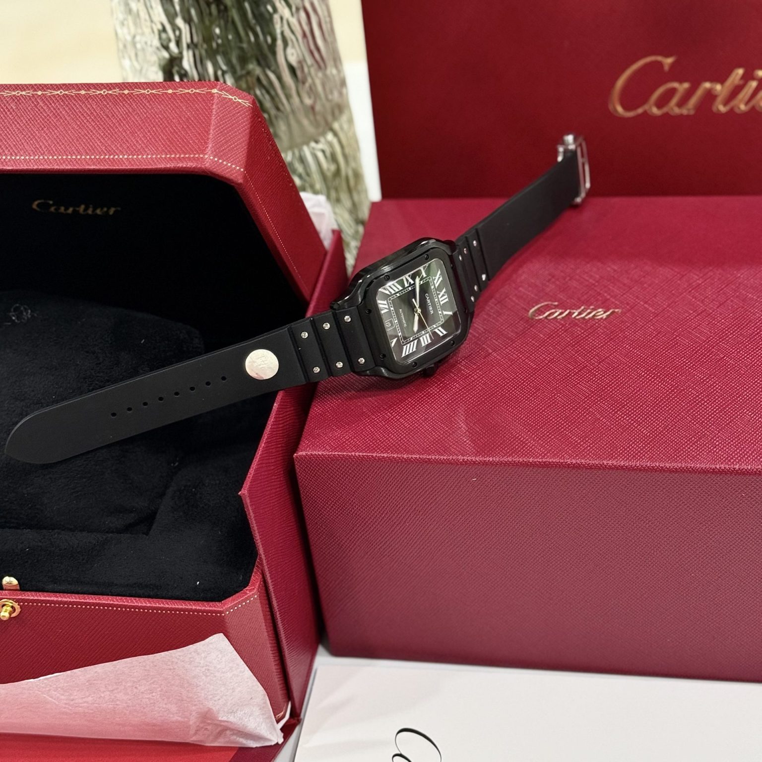 Cartier Santos WSSA0039 Swiss 1:1 Grade Replica Watch Black Rubber Strap 39.8mm - Image 6