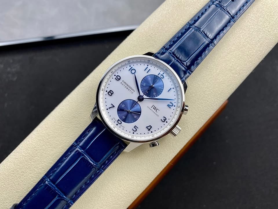 IWC Portugieser Chronograph IW371620 Swiss 1:1 Grade – White Dial & Blue Strap - Image 2