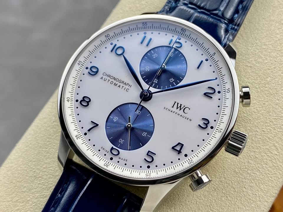 IWC Portugieser Chronograph IW371620 Swiss 1:1 Grade – White Dial & Blue Strap